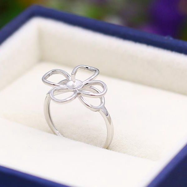 4-9mm pearl Semi Mount Engagement Wedding 925 Sterling Silver Plated Gold Ring Fine Silver Jewelry Setting