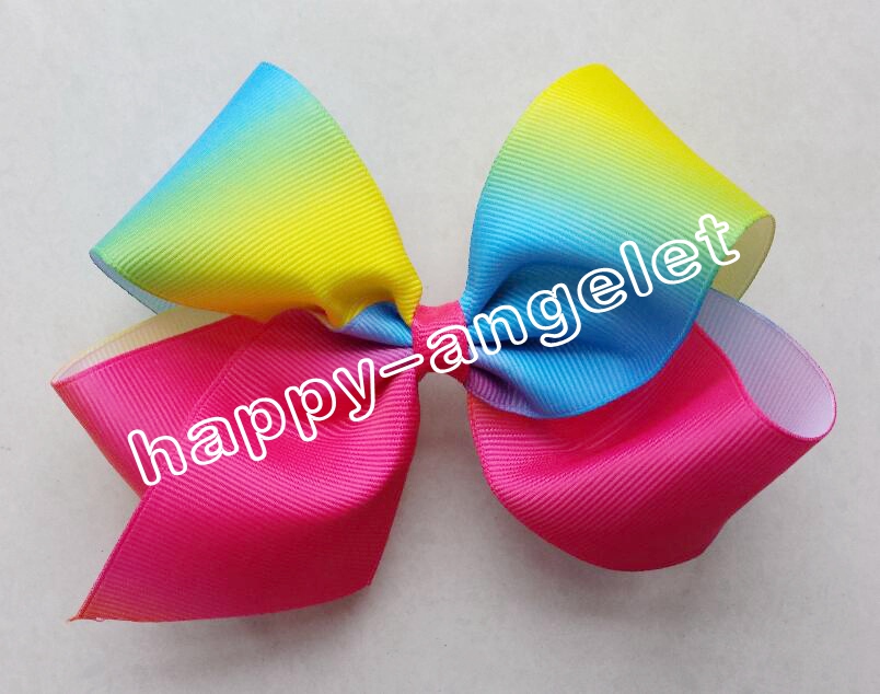 20pcs newest Fashion 6'' Handmade Boutique Rainbow Striped Sweet Hair Bows Alligator Clips hair ties For Kids Girls Hair Accessories HD3467