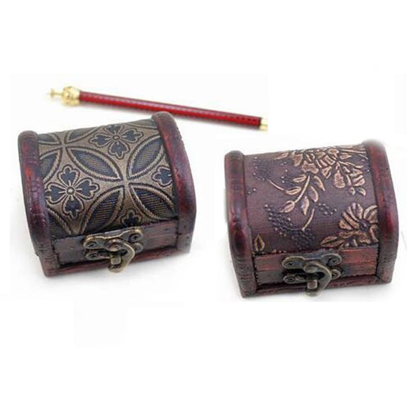 Vintage Jewelry Box Organizer Storage Case Mini Wood Flower Pattern Metal Container Handmade Wooden Small Boxes