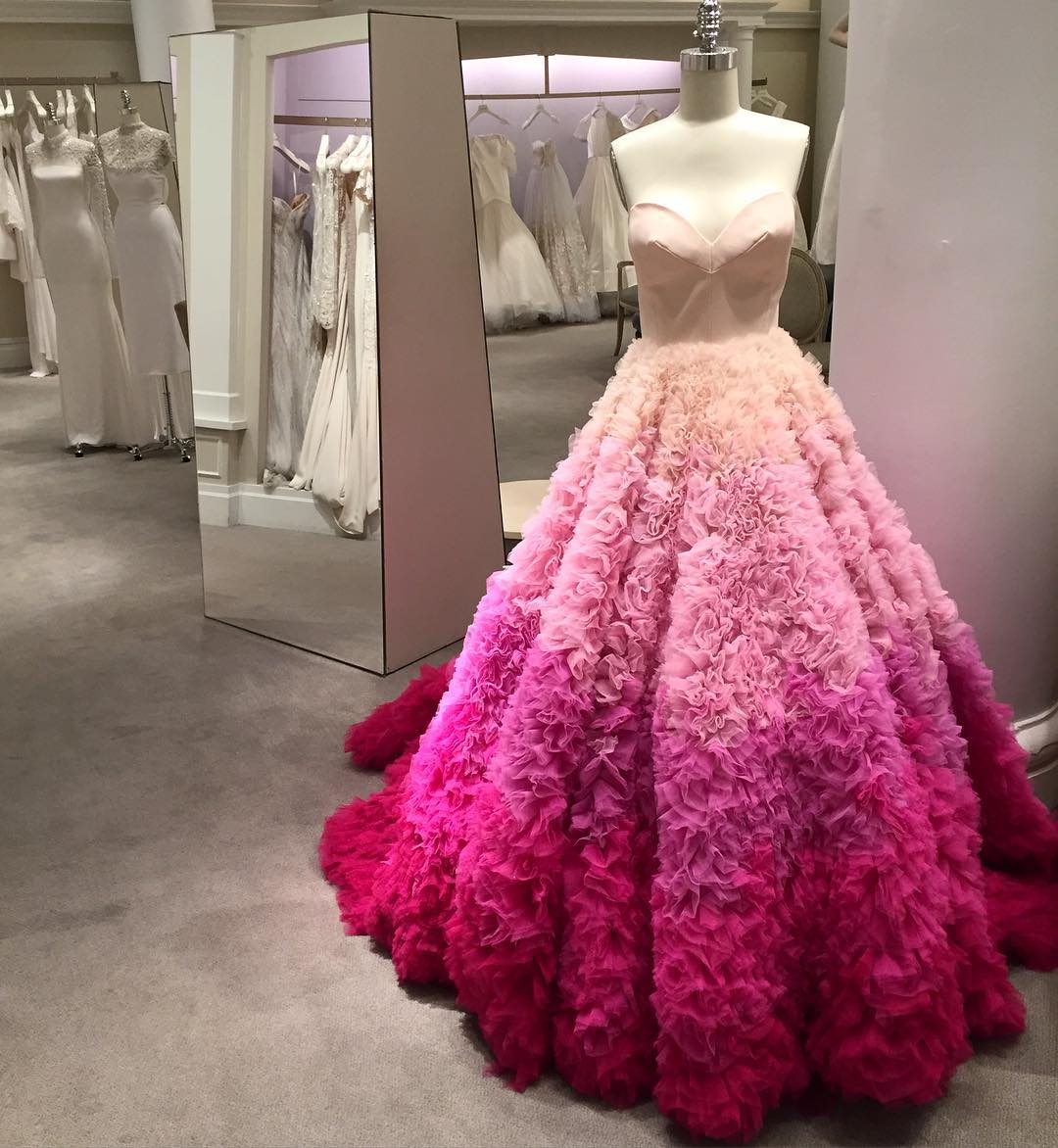 ombre wedding dresses a line ruffled sweetheart neckline sweep train tulle backless plus size bridal gowns