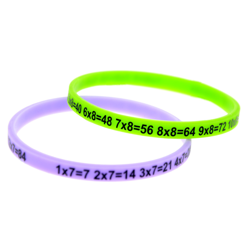 12PCS/Lot Multiplication Tables Skinny Silicone Bracelet What Better Way To Carry The Message Than With A Daily Reminder