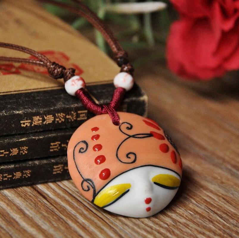Brand new Ceramic jewelry jewelry baby face necklace pure hand original WFN504 (with chain) mix order 20 pieces a lot