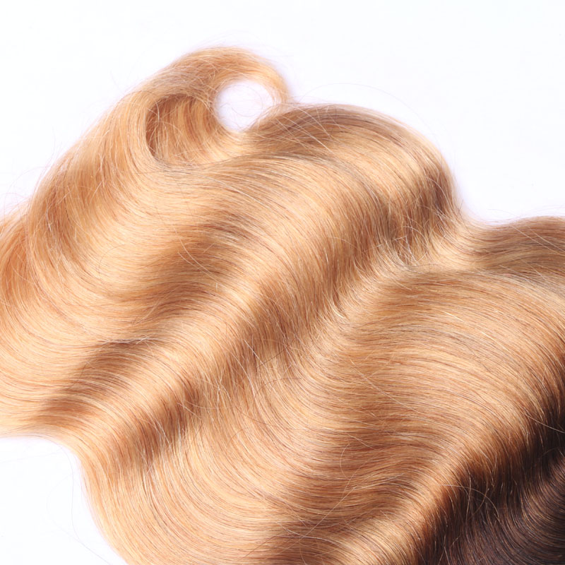 Dark Root Ombre Brown Strawberry Blonde Three Tone Colored Hair 1b 4 27 Color Blonde Human Hair Weft Bundles Ombre Hair Weaves