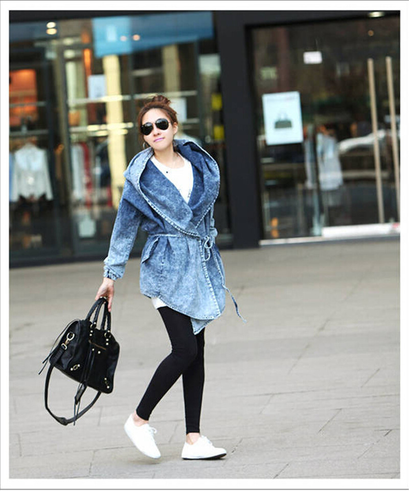 Women's Jackets 2021Fashion Fall Women Jacket Denim Oversized Hoodie Hooded Outerwear Jean Wind Design Coat1