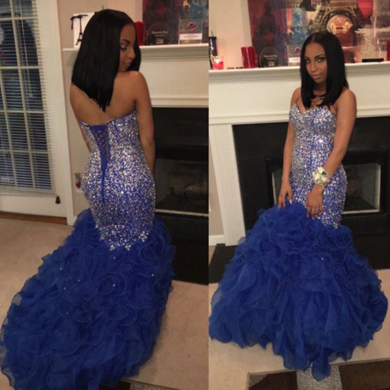 Luxury Prom Dresses 2017 Sweetheart Beaded Crystals Royal Blue Ruffles Organza Long Backless Formal Party Gown, Same as image
Luxury Prom Dresses 2017 Sweetheart Beaded Crystals Royal Blue Ruffles Organza Long Backless Formal Party Gown, Same as image