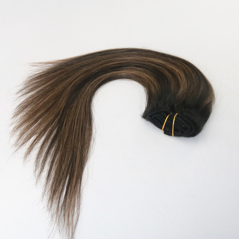 Balayage Color T1B/6 Best Selling Virgin Hair Straight Human Hair Clip in Hair Extension 100G Per Bundle