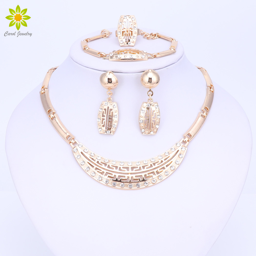 Wedding African Beads Jewelry Sets Band Gold-color Bridal Necklace Earring Bracelet Ring Set Nigerian Jewelry Set for Women 
Wedding African Beads Jewelry Sets Band Gold-color Bridal Necklace Earring Bracelet Ring Set Nigerian Jewelry Set for Women