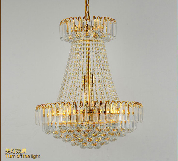 American Crystal Chandeliers Lights Fixture LED Modern Gold Crystal Chandelier Long Droplights Home Indoor Foyer Hotel Club Lobby Hall Lighting