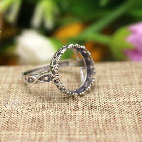 Fine Silver 925 Sterling Silver Engaement Wedding Ring Setting for women Jewelry Opal Agate Amber Semi Mount Ring