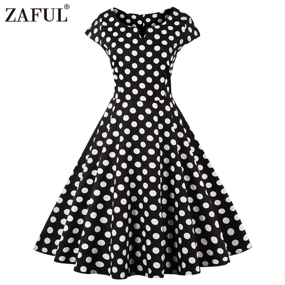Wholesale- ZAFUL New Women Vintage Dress black polk Dot Retro 50s Hepburn Short Sleeve Ball Gown plus size Party dresses feminino Vestidos
Wholesale- ZAFUL New Women Vintage Dress black polk Dot Retro 50s Hepburn Short Sleeve Ball Gown plus size Party dresses feminino Vestidos