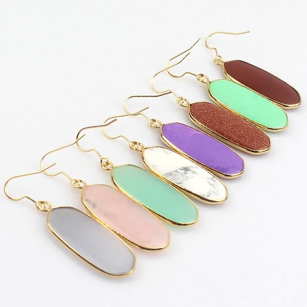 Natural Gem Stone Long Earrings Drop 18K Gold Plated Earring Charms Geometric Earrings Fashion Jewelry For Women, Silver
Natural Gem Stone Long Earrings Drop 18K Gold Plated Earring Charms Geometric Earrings Fashion Jewelry For Women, Silver