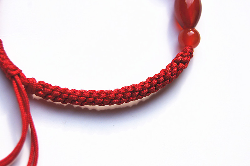 Pure manual weaving red king kong Football type red agate beads bracelet. -