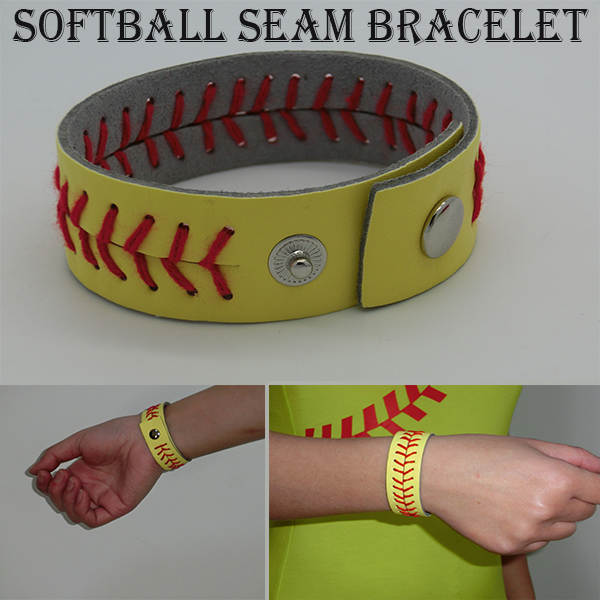 Yellow softball Red Seam Bracelet Sports Jewelry Fan Softball Mom SALE