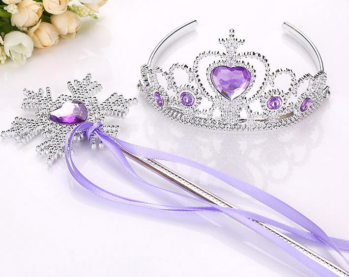 Snowflake ribbon wands crown set fairy wand girl Christmas party gem sticks magic wands wreath headband Tiaras Princess COS props kids gift