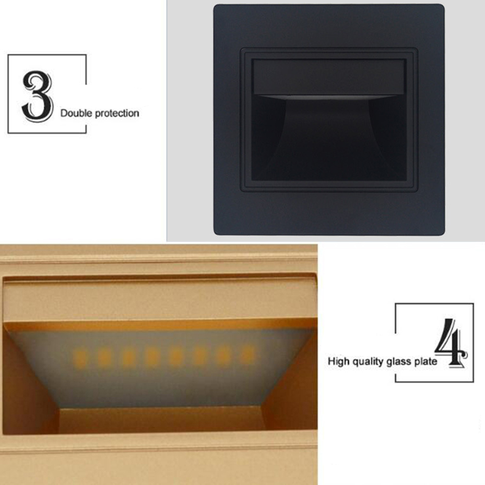 0.6W LED Wall Plinth Recessed Footlight Stairs Steps Aisle Lighting Lamp Corridor Porch Hallway Villas Night Light