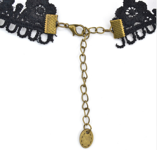 Newest Style Gothic Victorian Crystal Tassel Tattoo Choker Necklace Black Lace Choker Collar Vintage Women Wedding Jewelry