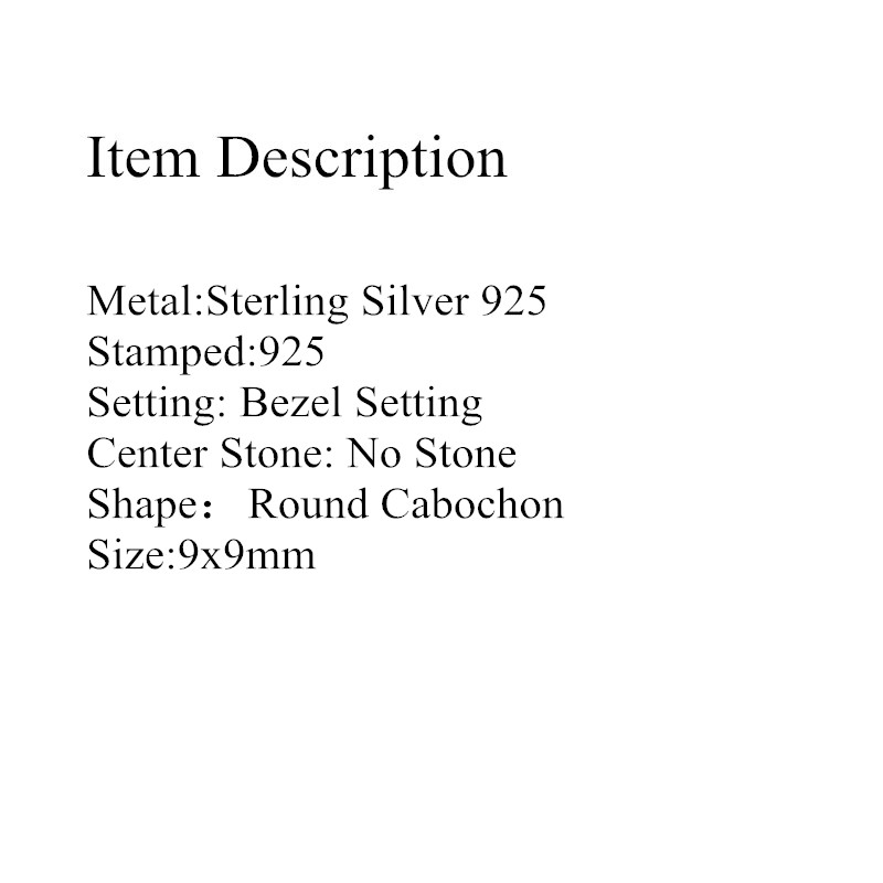 Fine Silver 925 Sterling Silver Pendant Necklace Charm Popular Fine Jewelry 9x9mm Round Cabochon Amber Agate Opal Setting