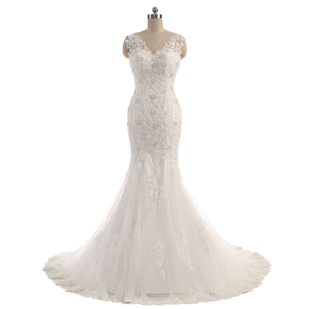 Mermaid Wedding Dresses Vestido de Noiva Vintage Lace Appliques Bead Robe de Mariage Vestidos de Novia Bride Dresses, Champagne
Mermaid Wedding Dresses Vestido de Noiva Vintage Lace Appliques Bead Robe de Mariage Vestidos de Novia Bride Dresses, Champagne