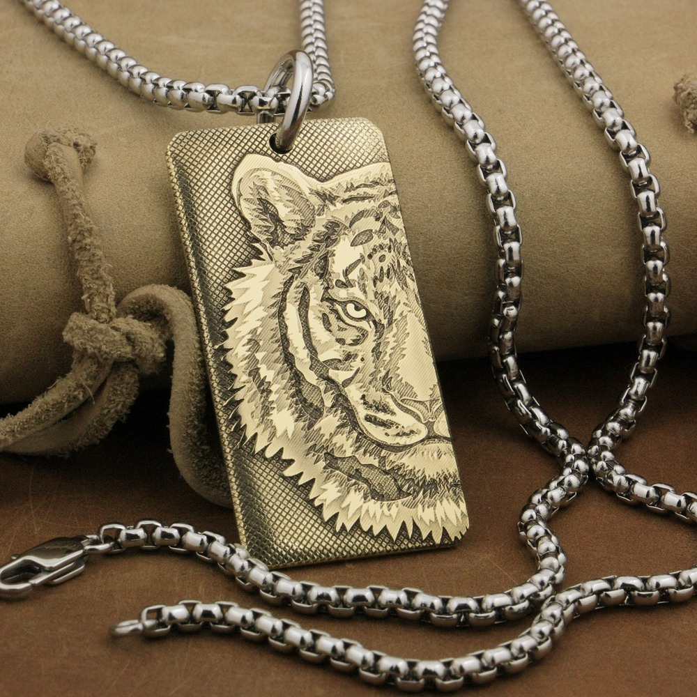 LINSION High Detail Laser Deep Engraved Brass Tiger King Pendant Biker Rock Punk Dogtag 9X027B Steel Necklace 24 inches
LINSION High Detail Laser Deep Engraved Brass Tiger King Pendant Biker Rock Punk Dogtag 9X027B Steel Necklace 24 inches
