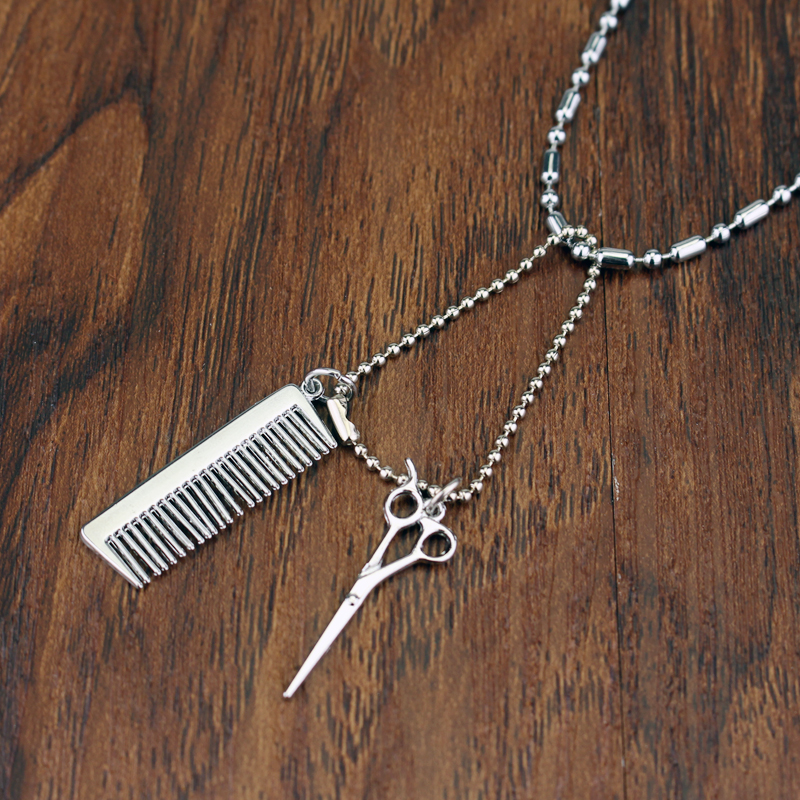 Wholesale-one piece Fashion Dull Charm Jewelry Hair Dryer/Scissor/Comb Dangle Pendant women necklace quinn personality necklace