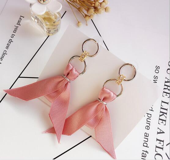 New wild ribbons long temperament earrings sweet and lovely female personality simple earrings pearl earrings