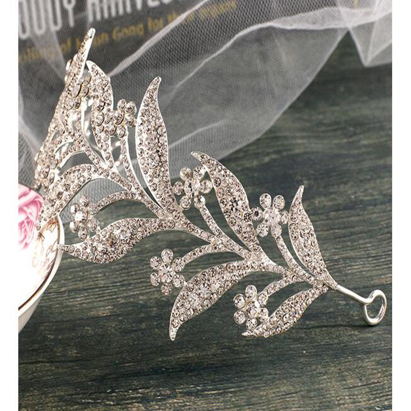 INS Leaf Rhinestones Crowns For Wedding Bride For Bridal Hair Accessories Queen Girls Party Wedding Accessories Jewelry Crown Free Shipping