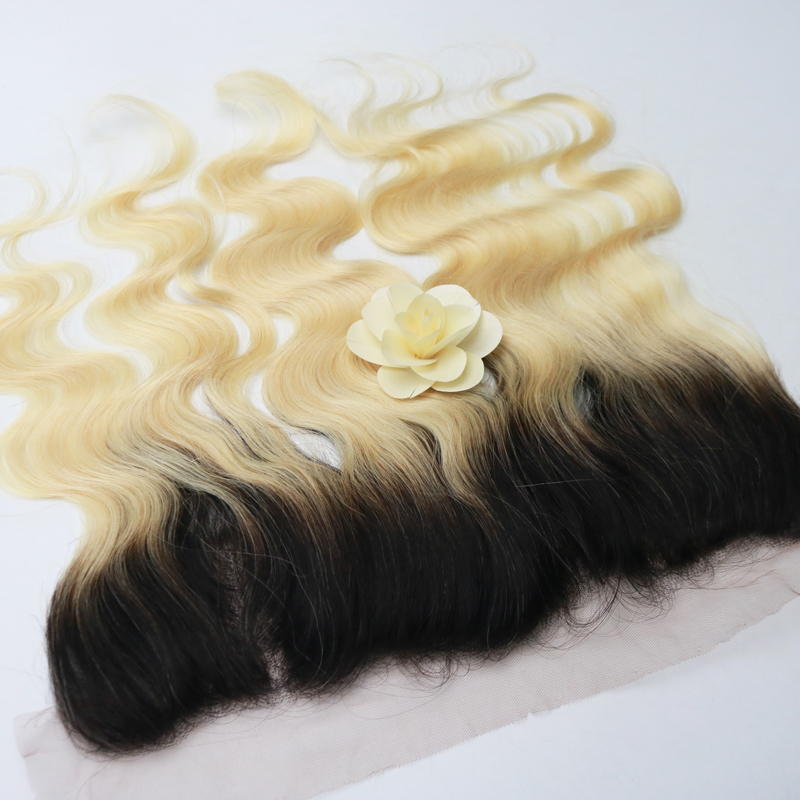 Evermagic Brazilian Remy Human Hair Ombre 1b/613 Blonde 13*4 Lace Frontal Closure Ear to Ear Body Wave Swiss Lace Baby Hair
