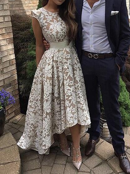 Unique A-line Scoop Neck Lace Sashes Ribbons Asymmetrical High Low Prom Dresses 2021 Sleeveless Hi-Low Special Occasion Party Gowns, Champagne
Unique A-line Scoop Neck Lace Sashes Ribbons Asymmetrical High Low Prom Dresses 2021 Sleeveless Hi-Low Special Occasion Party Gowns, Champagne