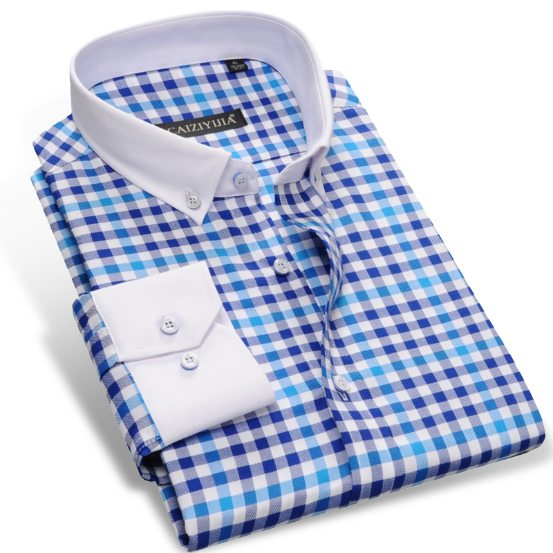 Wholesale- CAIZIYIJIA 2017 Men's Long Sleeve Contrast Plaid Checked Shirts With White Square Collar Casual Slim-fit Button-Down Dress Shirt, Czcfb52050 2
Wholesale- CAIZIYIJIA 2017 Men's Long Sleeve Contrast Plaid Checked Shirts With White Square Collar Casual Slim-fit Button-Down Dress Shirt, Czcfb52050 2