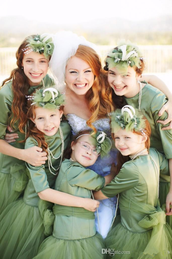 Hunter Bridesmaid Dresses Juniors Girls Tulle Skirt Party For Junior Flower Girl Dress Floor Length Junior Bridesmaids Dresses 0510