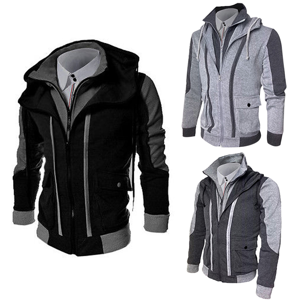 Wholesale- op Fashion 2017 New Brand Men Hooded College Jackets Slim Fit Mens Designer Clothes Casual Jacket Jaquetas Masculina