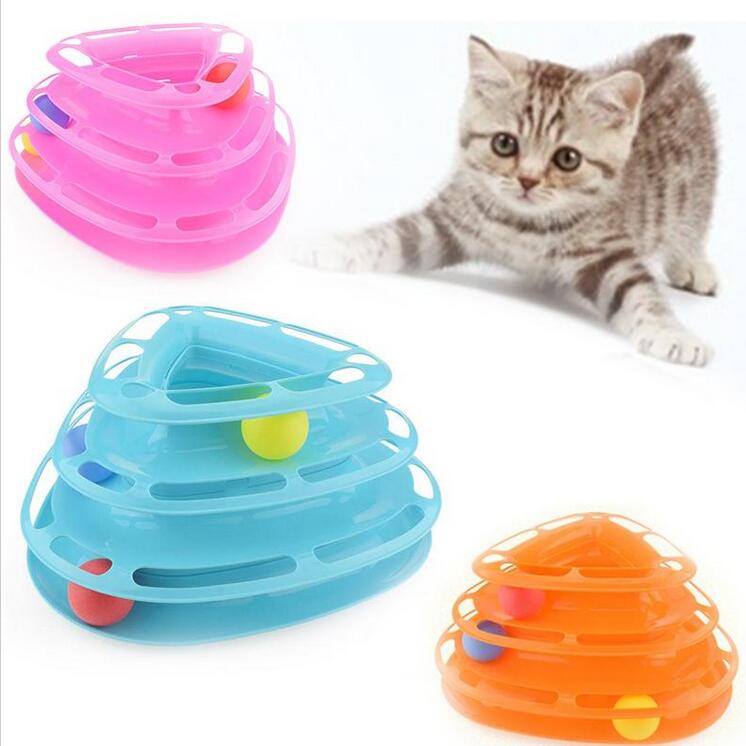 Three Levels Tower Tracks Disc Cat Pet Toy Intelligence Amusement Rides Shelf G955