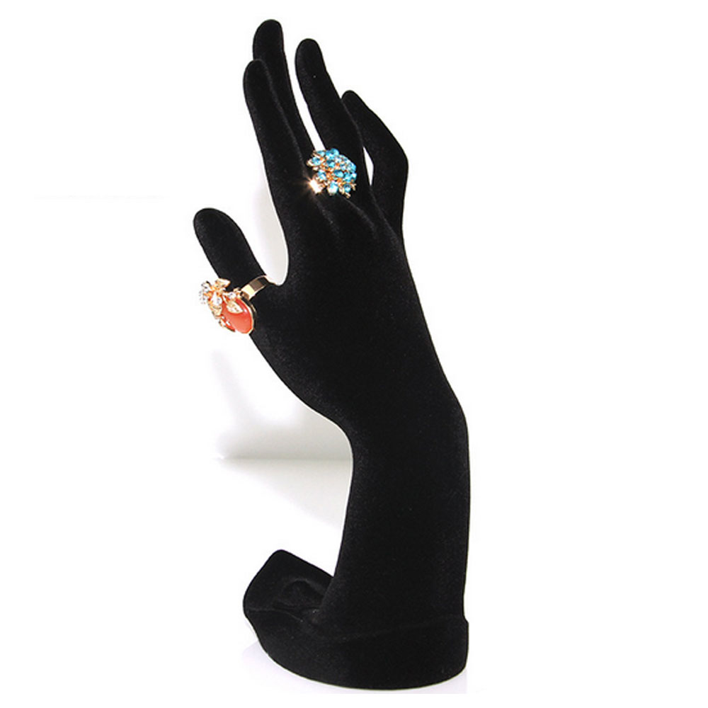 Hand Shaped Ring Stand Bracelet Holder Bangle Rack Jewelry Display Rings Shelf Black Velvet Female Mannequin Hand4170653