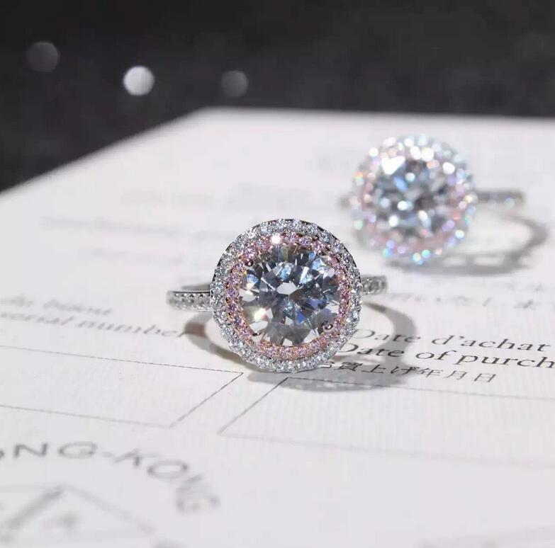 Victoria Wieck New Hot Fashion Jewelry 925 Sterling Silver Pink Topaz White Clear CZ Diamond Gemstones Wedding Women Band Ring Gift Size4-10