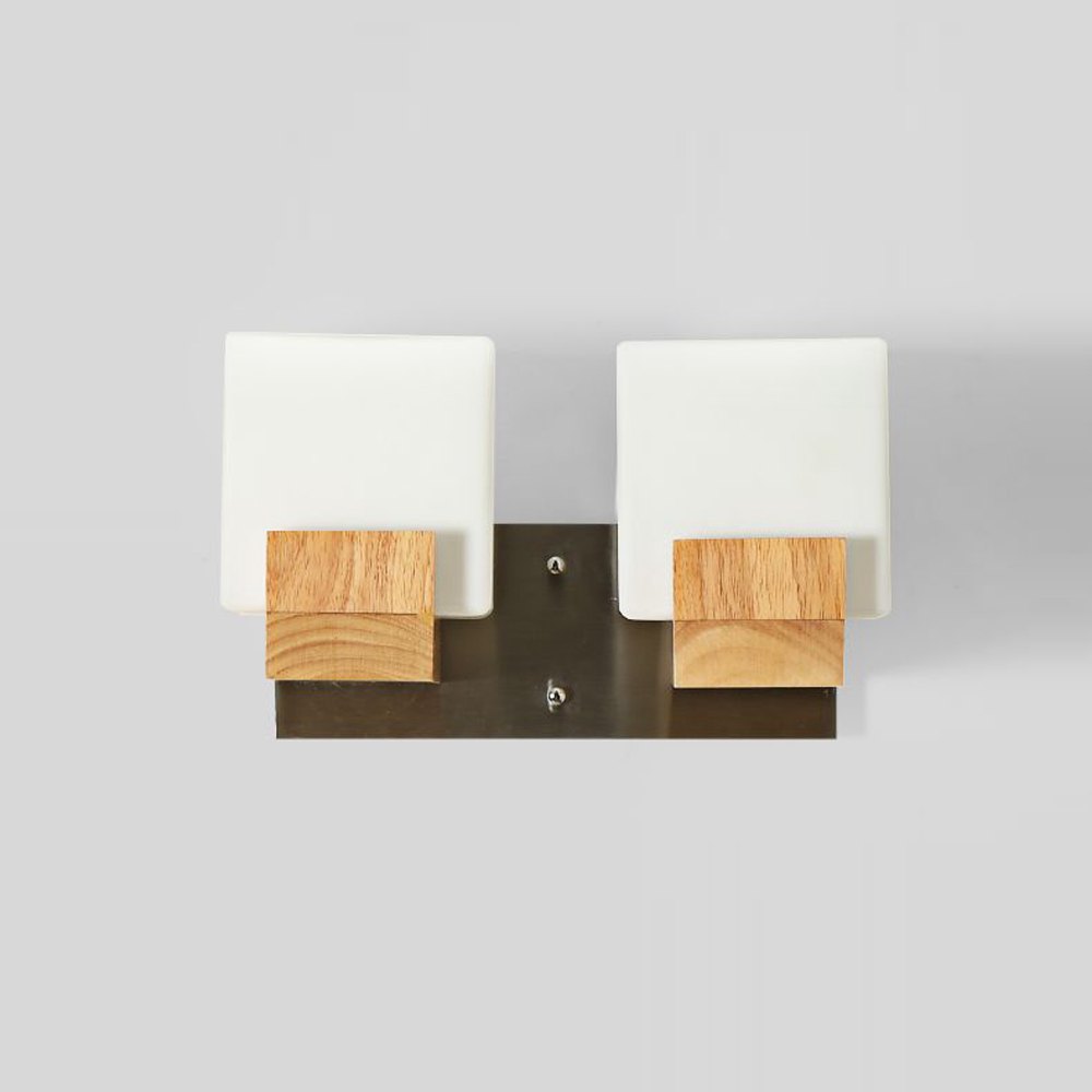 Japanese Contracted Wooden Corridor Wall Lamp Chinese Bedroom Wall Sconce White Acrylic Cube Bedsides Stair Case Wall Lighting Fixtures