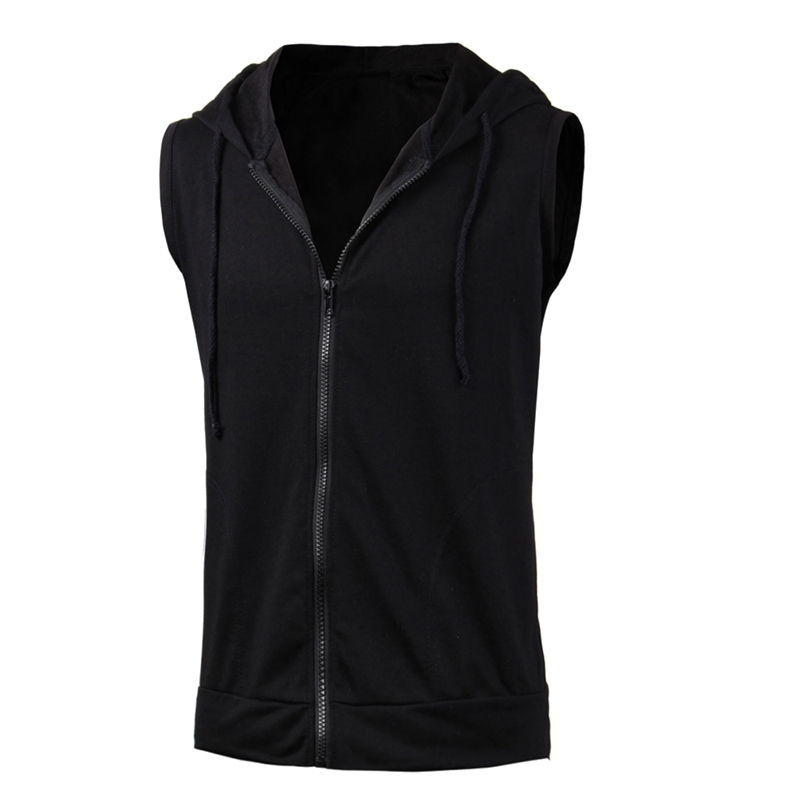 New 2020 Mens Vest Slim Fit Basic Hooded Jacket Sleeveless Vest Waistcoat Zipper Hoodies Sweatshirt 4 Colors
