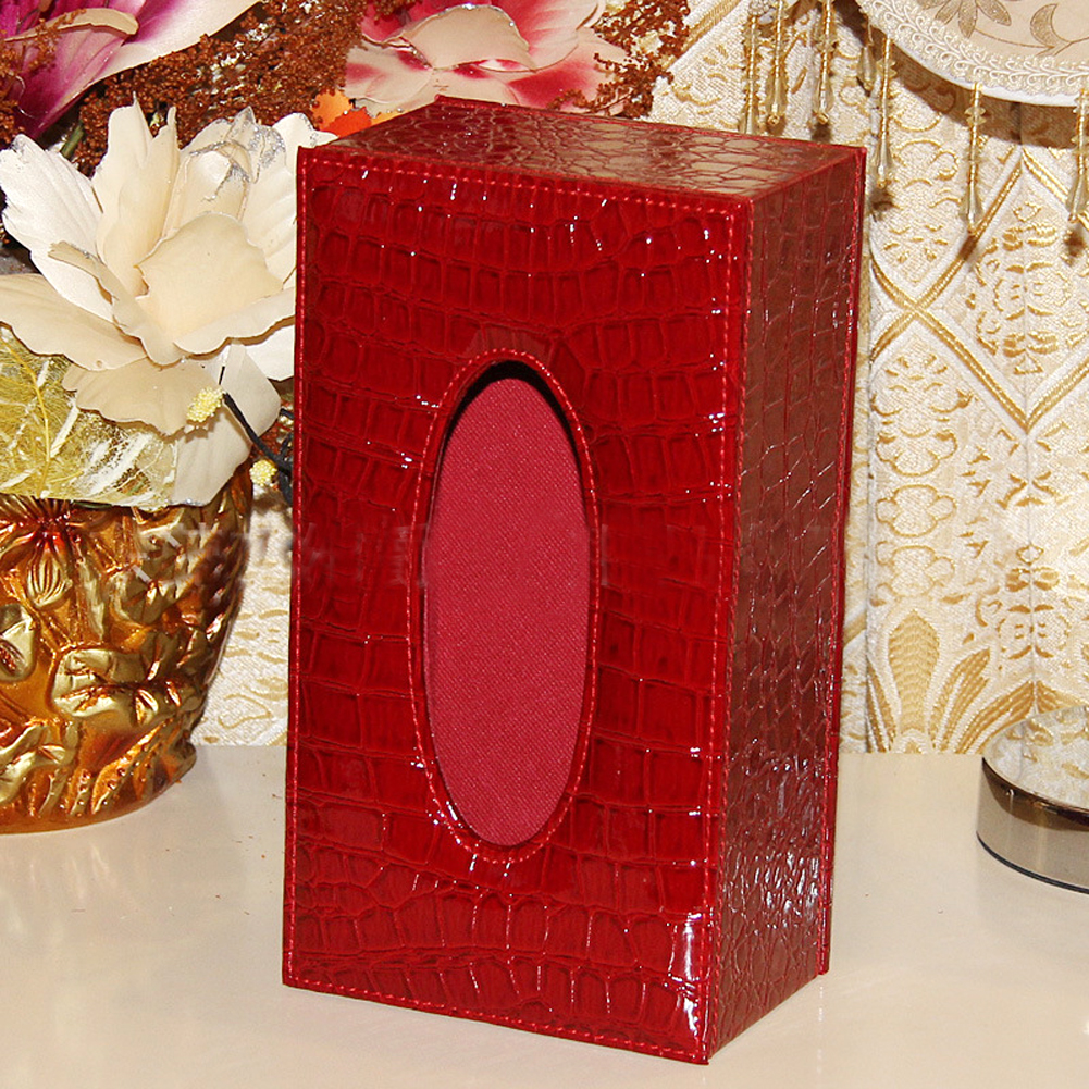 Wholesale- Crocodile Style Tissue Box Cover Home PU Leather Napkin Paper Holder Case High Quality For Kitchen/Bedroom Creative Tissue Case