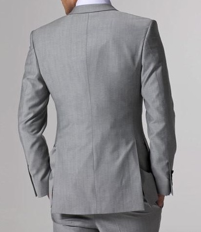 High Quality Wool Suits Side Slit Light Gray Groom Tuxedos Notch Lapel Man Business Suits Prom Suits (Jacket+Pants+Tie+Vest) L:02