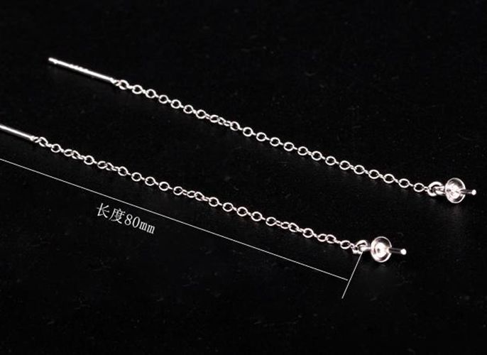 Real Fine Silver 925 Sterling Silver Chandelier Stud Earrings 8mm Pearl or Round Bead Semi Mount