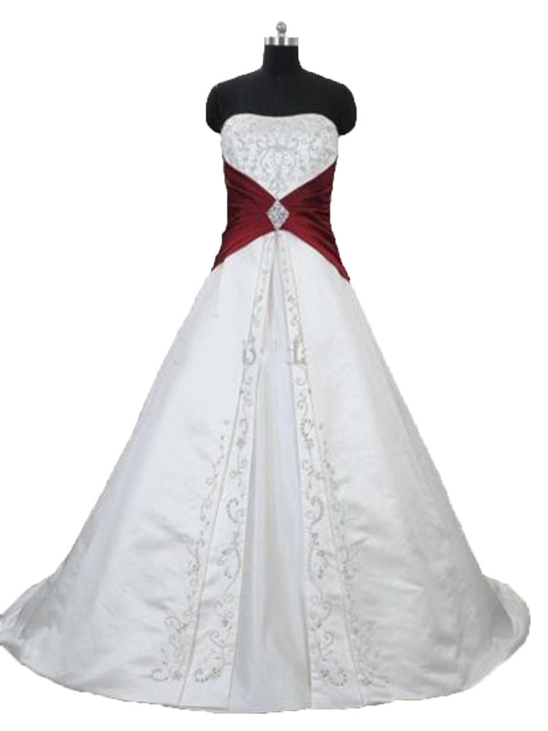 Elegant Embroidery A-Line Wedding Dresses With Appliques Satin Plus Size Party Bridal Gowns Vestido De Novia BW11