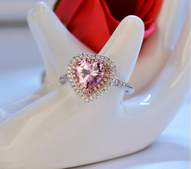 Sterg Sier Pink Sapphire Heart Ring: Handmade Wedding Jewelry Gift 83c4
