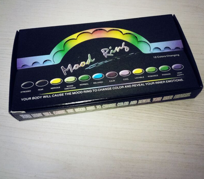 100pcs mixed size 4mm 16 17 18 19 20 fashion mood ring changing colors stainless steel rings with box