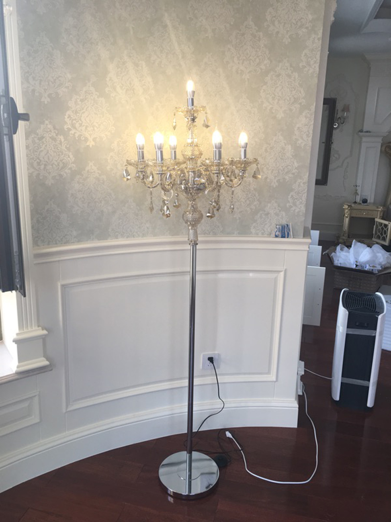 American Silver floor lamp idyllic Mediterranean bookroom K9 crystal floor lights model room restaurant decorative lighting