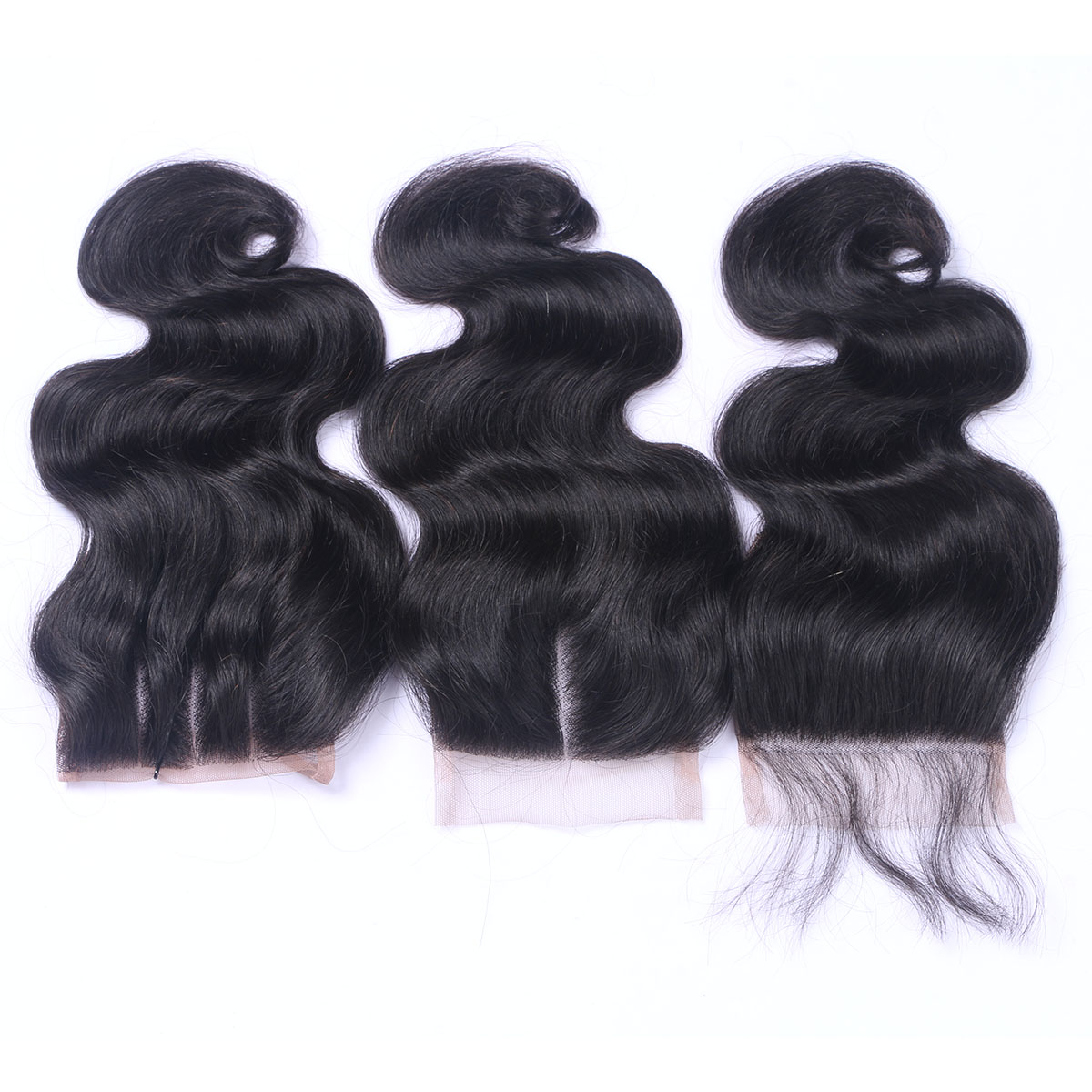 Brazilian Virgin Human Hair Weave Closure Body Wave Natural Black 4x4 Lace Closure Piece Three Middle Free Part
