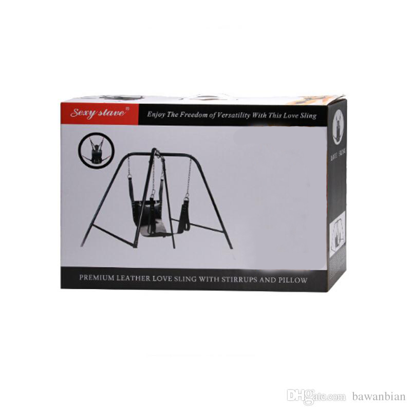 Leather Sex Love Swing Black Fetish Heavy Adult Swing Sling Restraints D Rings Sex Swing Chair Sex Furnitures