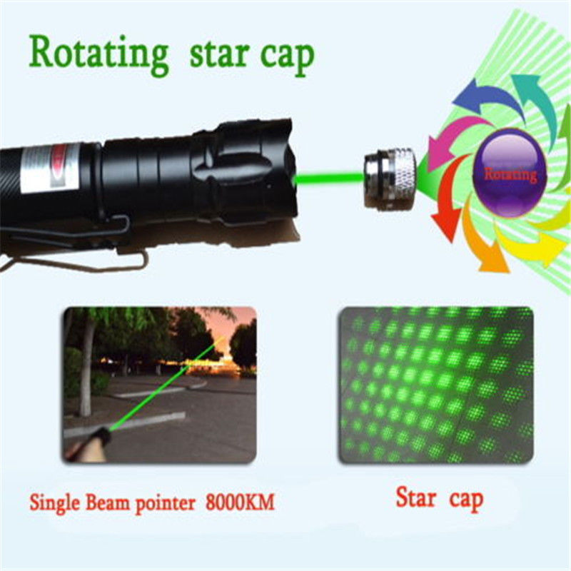 10Mile Super Range 2in1 Green Laser Pointer Pen Star Cap Belt Clip Astronomy 532nm Amazing Lazer Cat Toy+18650 Battery+Charger