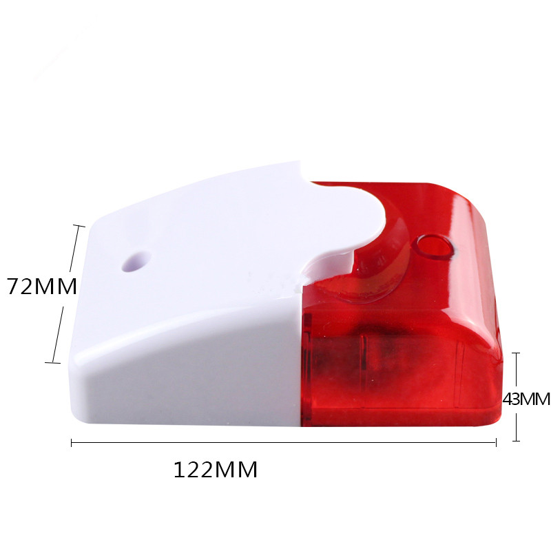 1Sets Mini Wired Strobe Siren Durable 12V Sound Alarm Strobe Flashing Red Light Sound Siren Home Security Alarm System 110db