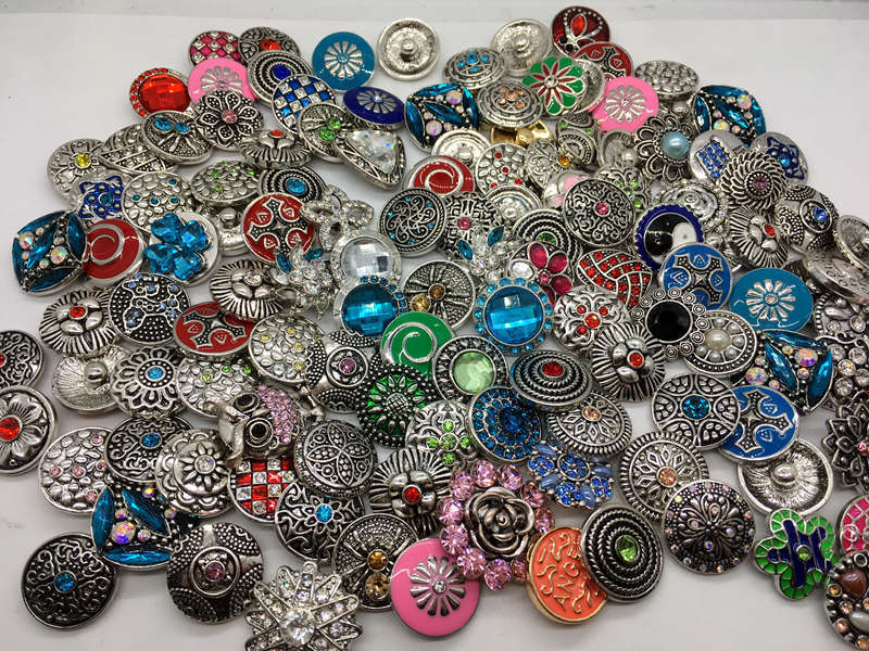 New 100pcs Lot assorted snaps buttons jewelry interchangeable 18mm chunk fashion diy charm work for ginger snaps Bracelet Earring