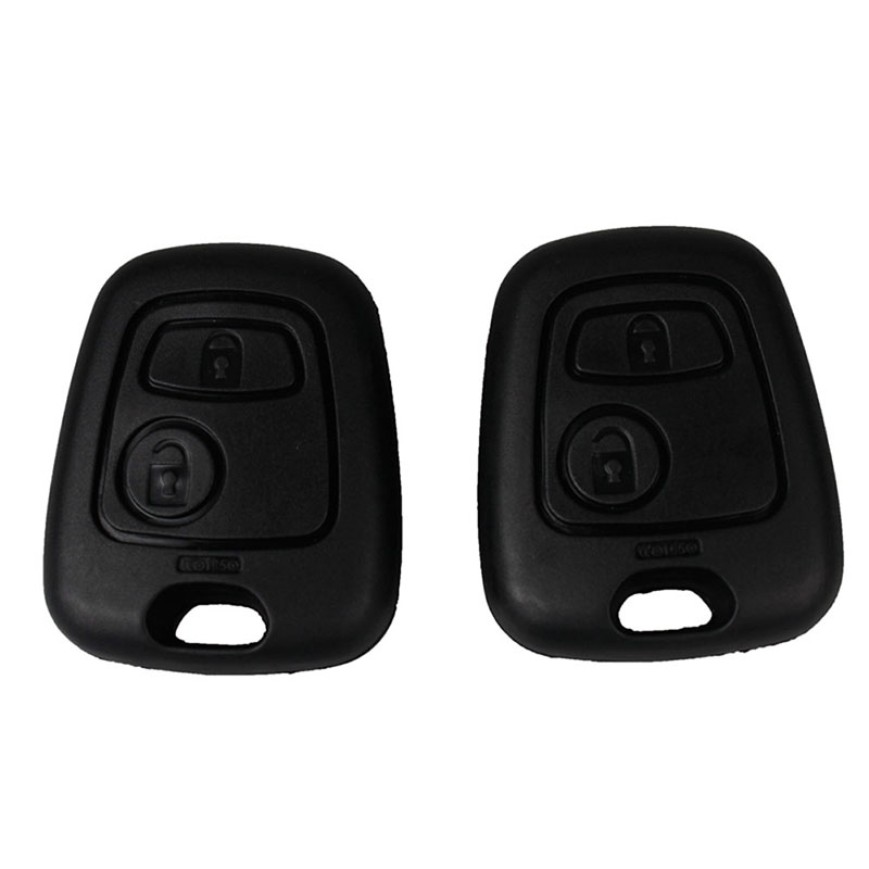 

2PCS 2 Button Remote Key Uncut Car Key Blade Fob Case Replacement Shell Cover For Citroen C1 C4 Peugeot 107 207 307 407 206 306 406, Black