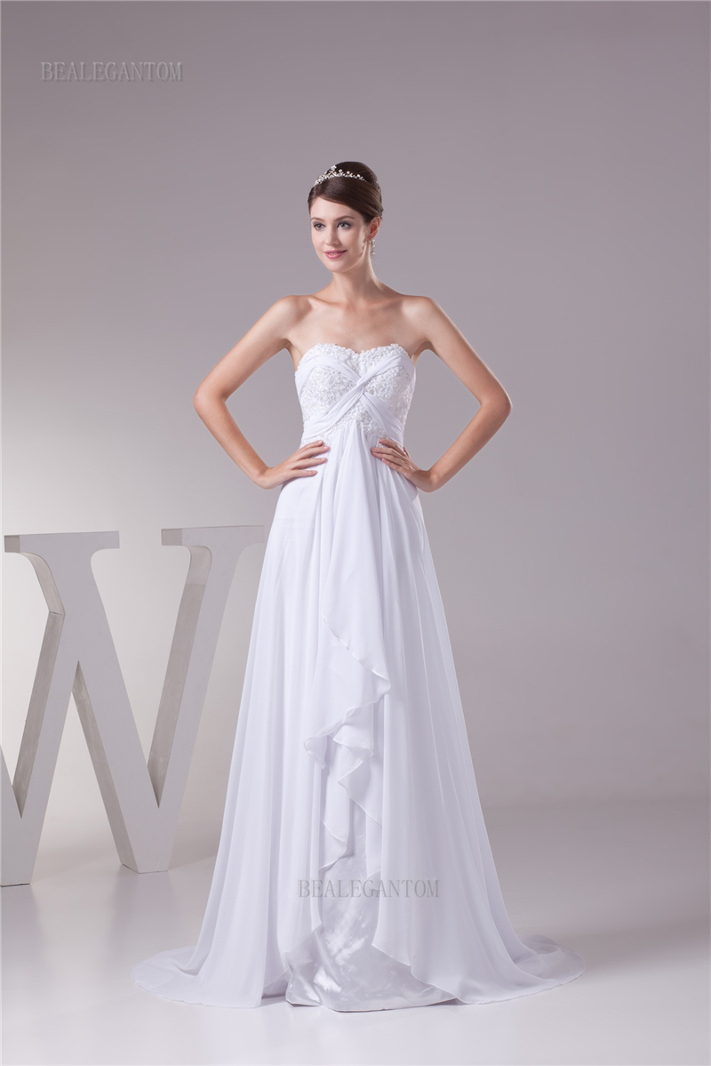 newest elegant real photo sweetheart chiffon wedding dresses aline beaded plus size wedding party bridal gowns bm40